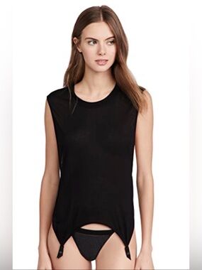 Women's Black Sleeveless Tank with Garter Hem
